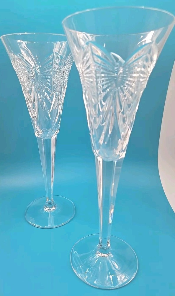 Waterford Millennium Happiness Pair of Cut Crystal Champagne Toasting Flutes