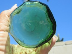Vintage Mid Century Tex Decatur Glass Thumbprint Tumbler Green