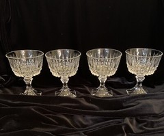 4 Champagne Glasses Crystal Sherbet Dishes Fostoria Heritage Clear 5″