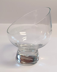 Vintage Kosta Boda Pippi Bubble Angled Tilted Snifter Clear Whiskey Brandy Glass