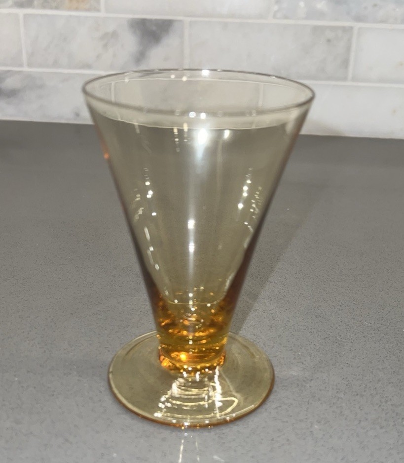 Tiffin Franciscan 14196 Amber Tumbler 10 Oz Footed Straight Optic Bowl USA 3213
