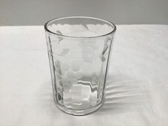 Antique Etched Grape Cluster and Vine Pattern Juice Glass- 3 3/4 in Tall