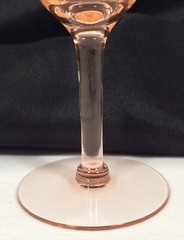 Vtg PINK Depression Glass Optic Etched Floral Leaf Band Wine Goblet 4 1/2″ RARE