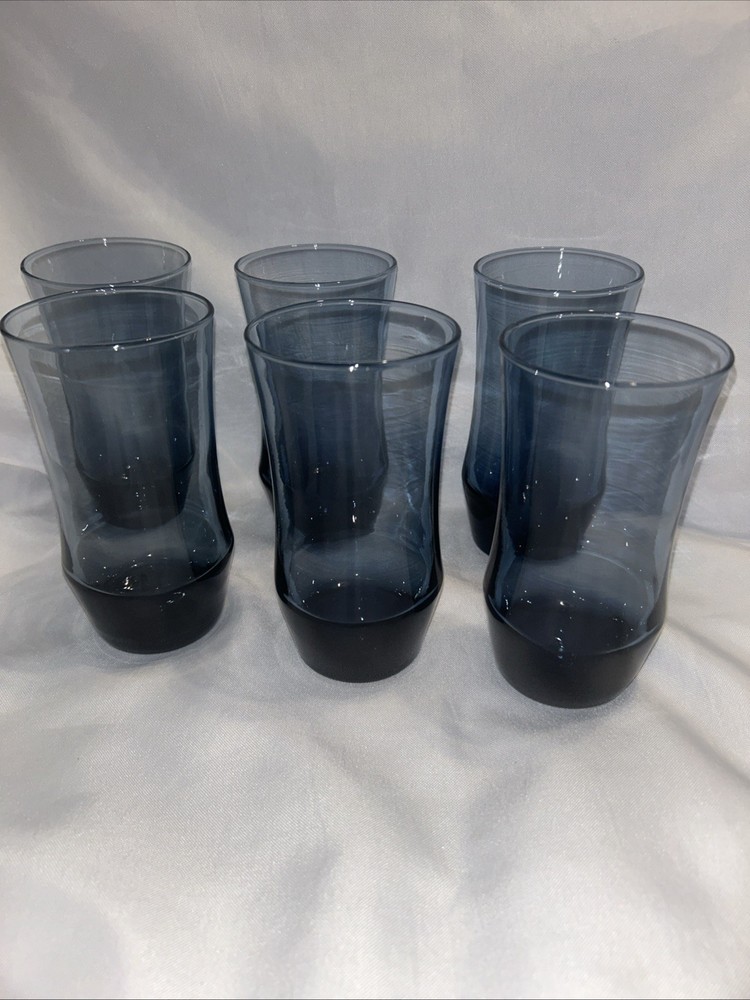 Libby Mid-Century Modern Apollo Dusky Blue 12 Ounce Tumblers Circa 1972