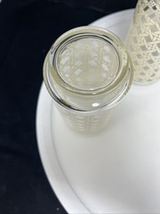 Set 4 Libbey Vintage Cane Woven Rattan Pattern Glasses 5.5” Gold Rimmed (4)