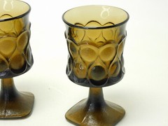 Set of 3 Vintage Noritake Spotlight Walnut Water Goblets Glass