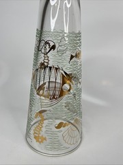 Libbey MARINE LIFE Pilsner Glass Cup Fish Seahorse – Gold Aqua 1950s