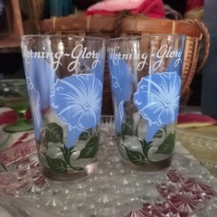 Boscul Peanut Butter Glasses Tumbler Blue Flower Morning Glory Name At Top EUC
