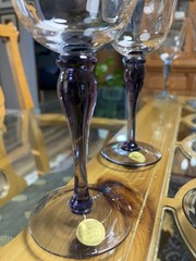 3 Melody By Block Crystal Amethyst Water Goblets Hand Blown New w/Stickers