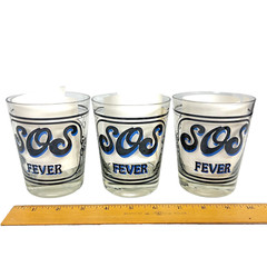 Waikiki Outrigger SOS Fever Society of Seven 3 Vtg Cocktail Glass Lot Hawaii