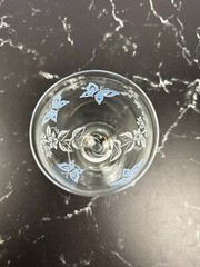 Vintage Givenchy Crystal Wine Glasses Set of 12 Etched Flowers and Butterflies