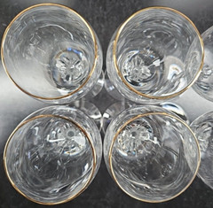 6 Lenox Erin Gold Trim Wine Glasses Set Vintage Crystal Clear Embossed Stems Lot