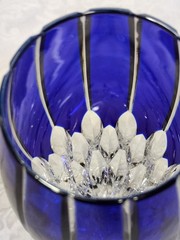 Ajka Castille Alberga Cobalt Cut to Clear 12″ Plate Or 7 3/4″ Iced Tea Glass(es)
