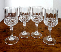 4 Pc. Vintage Cristal D’Arques Durand Longchamp Crystal Wine Glass 6.5″