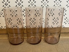 3 Vintage Anchor Hocking Light Purple Pink Tumblers Iced Tea Water Glasses EUC