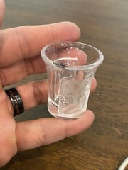 BEAUTIFUL LALIQUE Crystal «LES ENFANTS» Cherub Shot Glass SIGNED 1.75″H FRANCE