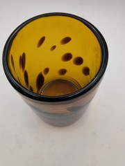 Vtg Hand Blown Tortoise Shell Juice Glass 6oz Votive Holder Amber Heavy Pontil
