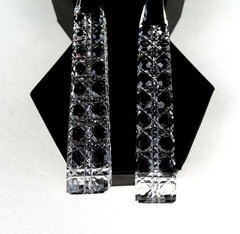 BRILLIANT CUT CRYSTAL CANE PATTERN BEVELED EDGES 8″ SALAD SERVING SET