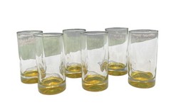 Libbey Crisa Pinched Thumb Print Impressions Sunshine Yellow glasses (6 in Set)