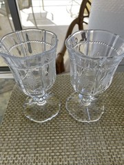 PAIR of Juliska Colette Clear Wine Glasses Goblets 5 5/8” Nice