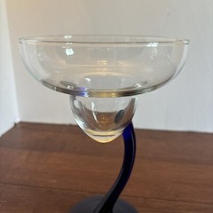 One Margarita Martini Glass Libbey Swerve Cobalt Blue Curve Stem Barware EC