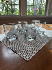 Anchor Hocking Low Ball Juice Glasses Clear Essex Ten-Sided Set Of 5