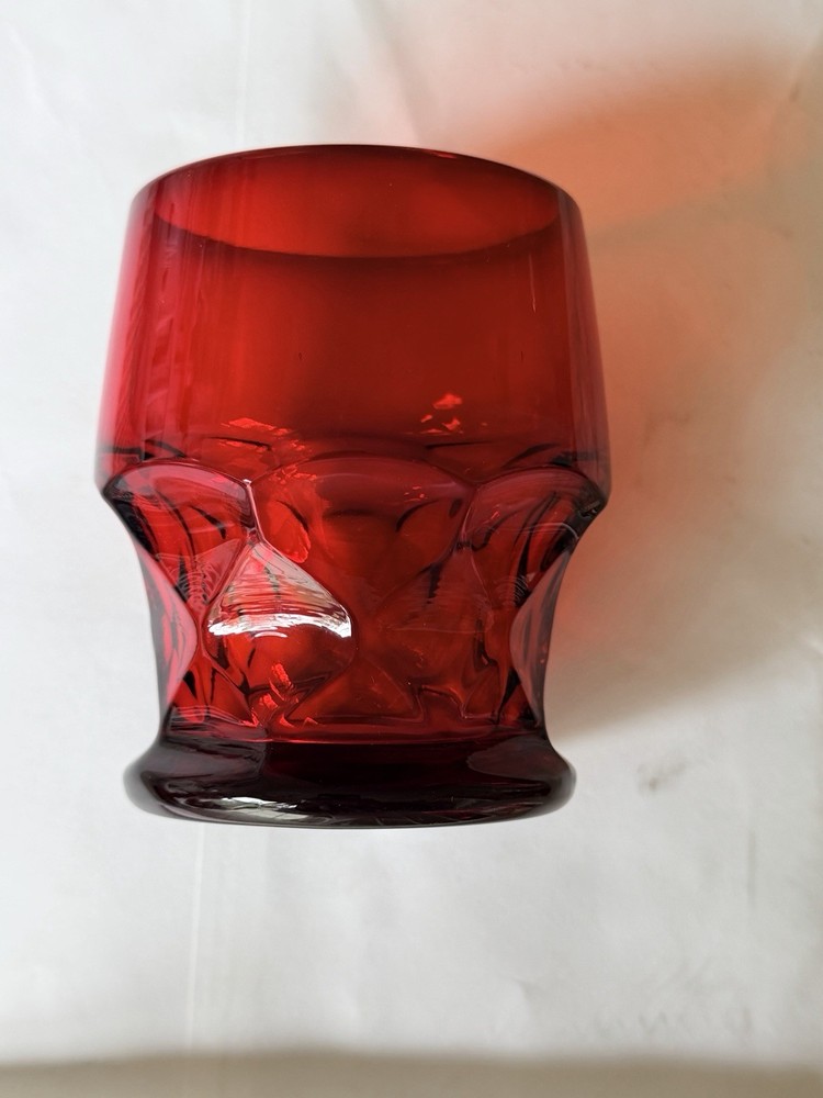 Vintage Viking Ruby Red Georgian Honeycomb 4” Drinking Glass