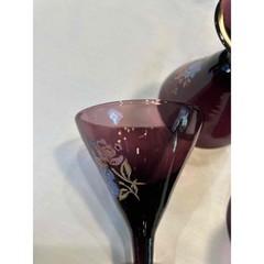Amethyst Stemware Floral Liqueur Glasses