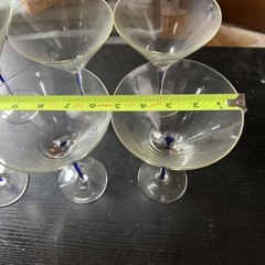 Blue Teardrop Stem Crystal Claret Wine Martini Glasses – Lot of 6
