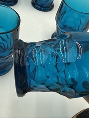 Vintage Lot of 6 Viking Georgian Blue (Bluenique) Tumbler Honeycomb Glasses EUC