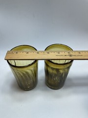 VTG Amber Bubble Glass Tumblers Handblown Swirl Rough Pontil BLENKO? SET of 2
