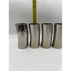 Vintage MCM Leonardo (?) Germany Chrome Mirror Curved Highball Tumbler Glass Set