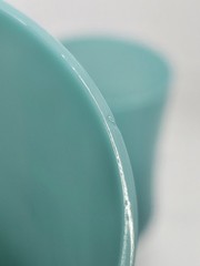 Turquoise Blue Opaline Glass Tumbler Cups Possibly French Portieux? 3 3/4″ Tall