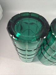 Vintage Anchor Hocking Tartan Plaid Emerald Green 16 Oz. Glass Tumblers Set Of 4