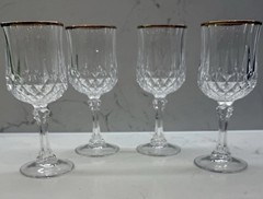 Cristal DArques Longchamp Gold Crystal Wine Glasses Set Of 4 With Gold Rim 17cl