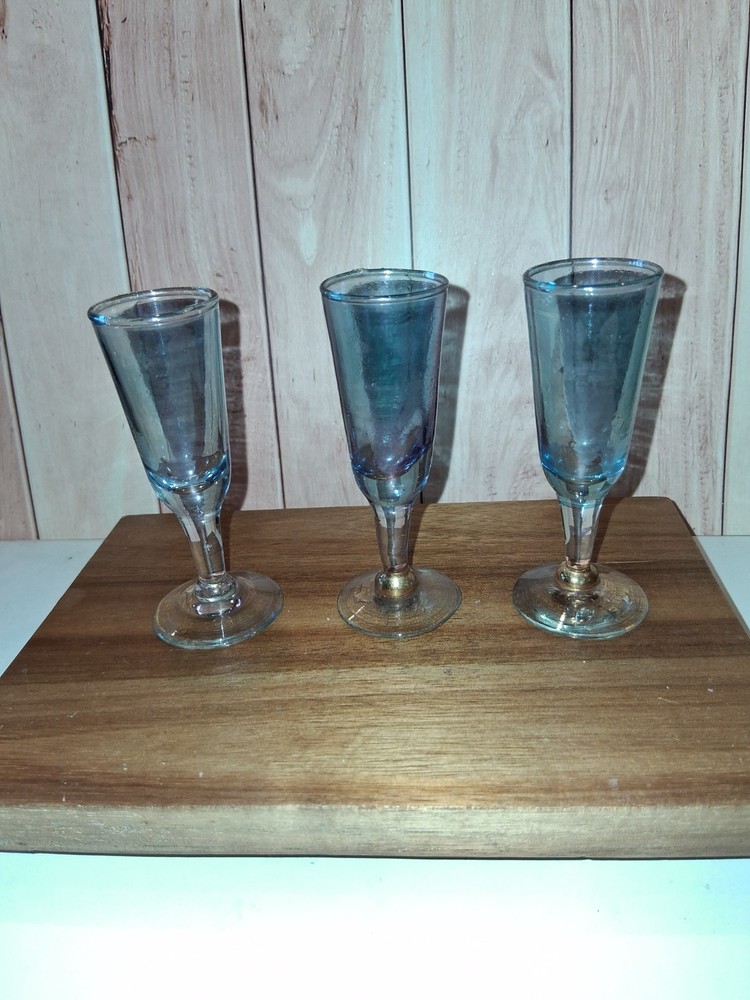 Vintage Cordial Glasses Set of 3 – 3.5” Mid Century Clear Stemmed Liqueur Glass