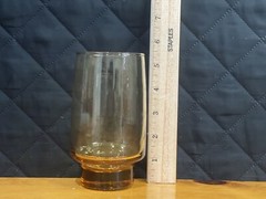 (2) Libbey Crystal Tawny Accent Brown Pattern 16 oz Tumbler 5 1/2″ Tall