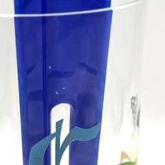 2 Vintage Embossed Monogram C Drinking Glasses Clear Blown Colorful Crown EUC