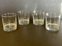 VTG Fisher-Price Toy Co Clear Etched Glass Drink Glasses 4 Pc Whiskey Glass 1987