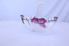 Bowl Anna Hutte Bleikristall 24% Lead Crystal Bowl Basket Floral 7-3/8″