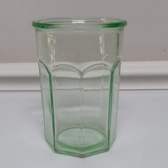 Anchor Hocking Green Pressed Glass Hexagonal Tumbler 5.5 » USA