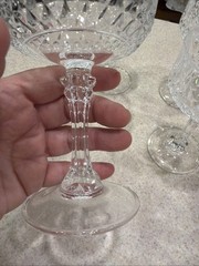 Vintage Cristal d’ Argues Champagne Coupe Glasses Diamond Cut Stemware Set 4