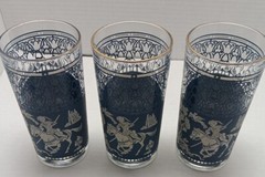 Warrior Mid Century Arabian Knight Jasper Ware Vintage Drinking Glasses Set Of 8
