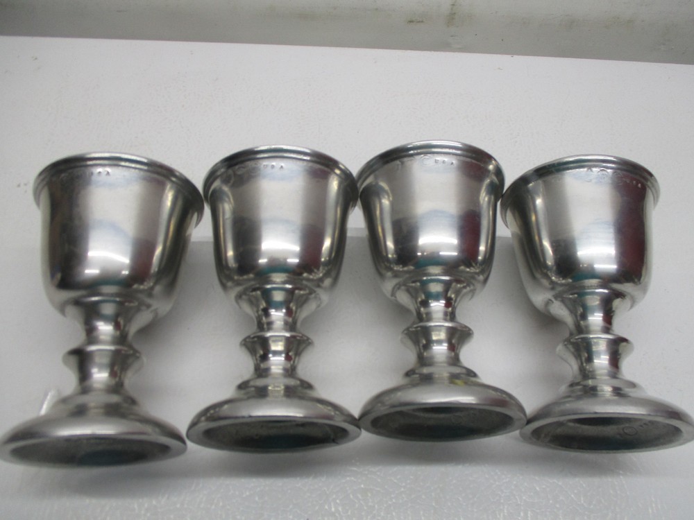 Set of 4 Vintage Wilton Armetale RWP Pewter Wine/Water Goblets 5″