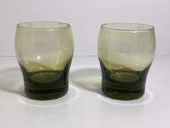 Libbey Perception Olive Green Double Old Fashioned Glasses Set of 4 VTG