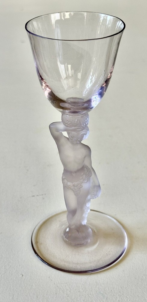 Vtg Bayel France Bacchus Aries Nude Male Liqueur Purple Crystal Glass 6.25” Rare