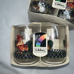 8 NEW Ella’s Rooster Libbey Clear Glass 3.5” 9oz Remy Glasses #99