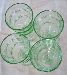 Set Of 4 Martha Stewart Green Footed Ice Tea Water Goblets 6.5” 12oz READ