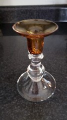 2 MILLER ROGASKA for Reed & Barton 6” Candlesticks Crystal and Amber Poland