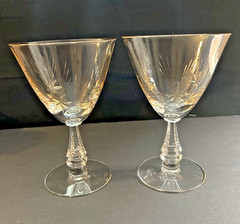 Tiffin–Franciscan Jupiter Water Goblet Crystal Starburst Pattern Set of 2
